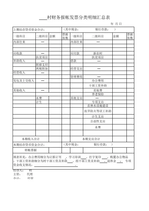 村发票分类明细汇总表