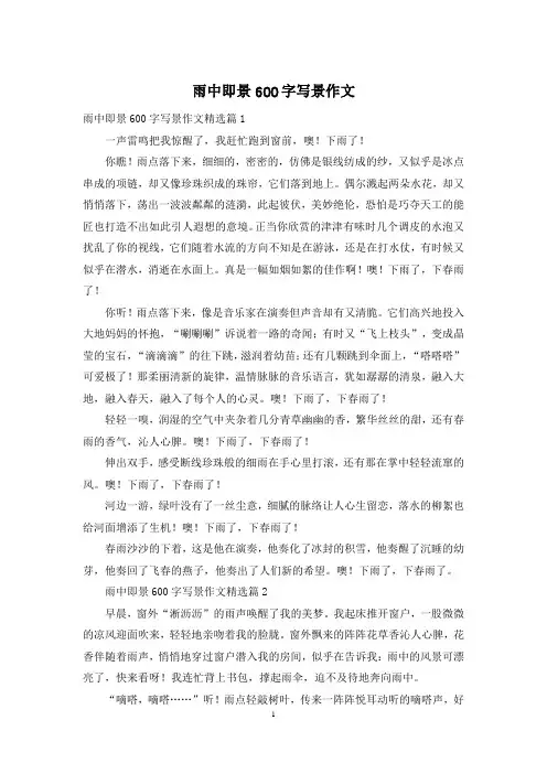 雨中即景600字写景作文