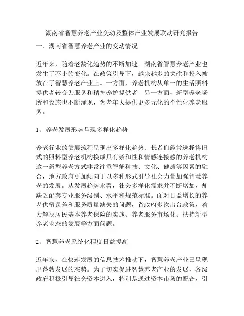 湖南省智慧养老产业变动及整体产业发展联动研究报告