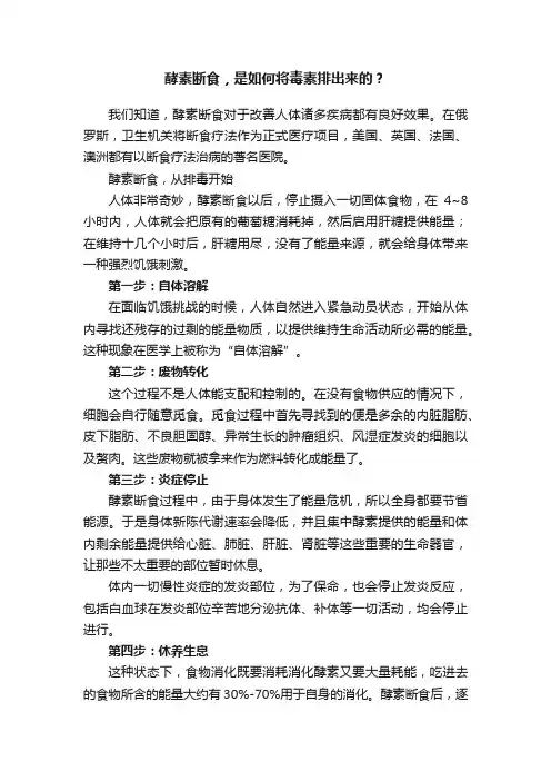 酵素断食，是如何将毒素排出来的？