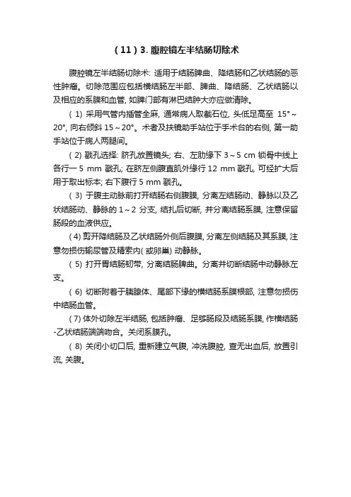 （11）3.?腹腔镜左半结肠切除术