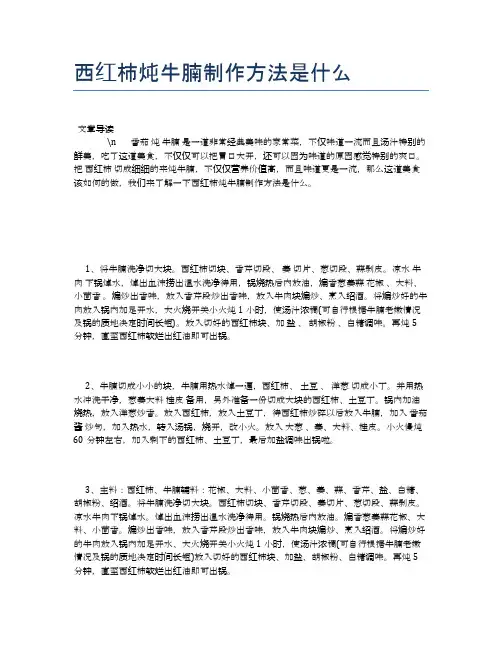 西红柿炖牛腩制作方法是什么【食物营养功效大全】