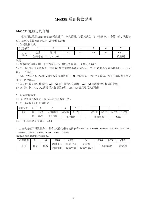 modbus协议各表详细说明