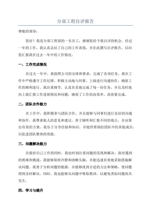 分部工程自评报告