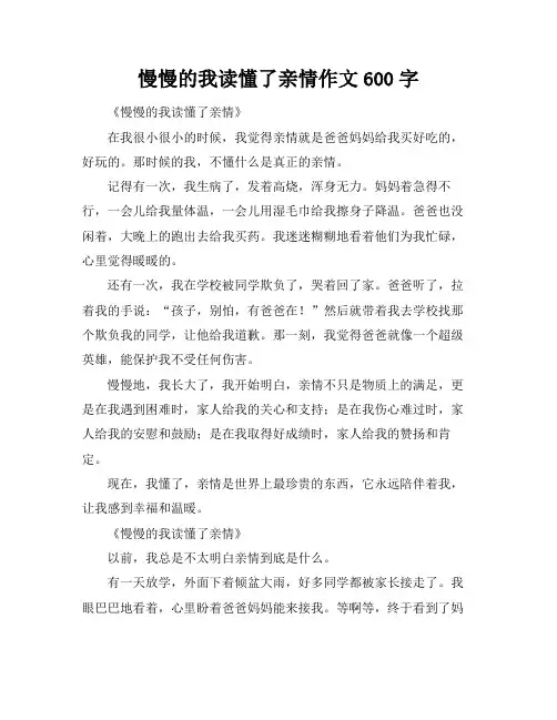 慢慢的我读懂了亲情作文600字