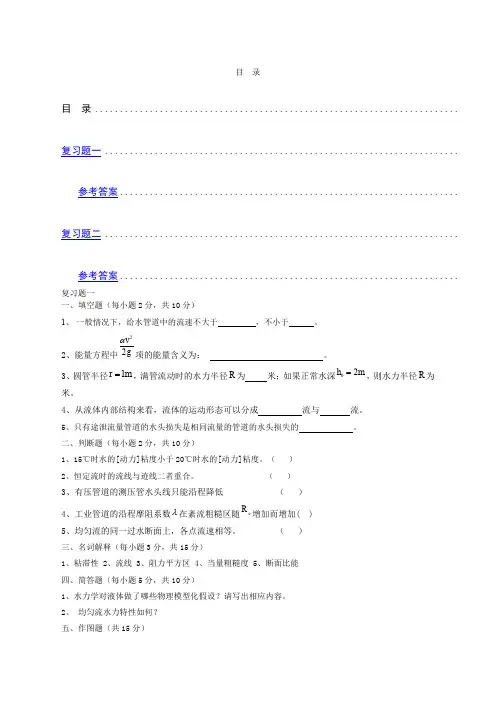水力学复习题