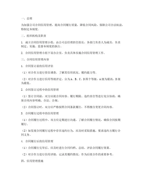合同信用管理制度模板