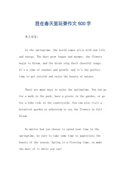 我在春天里玩耍作文600字