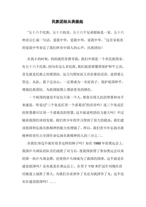 民族团结的作文