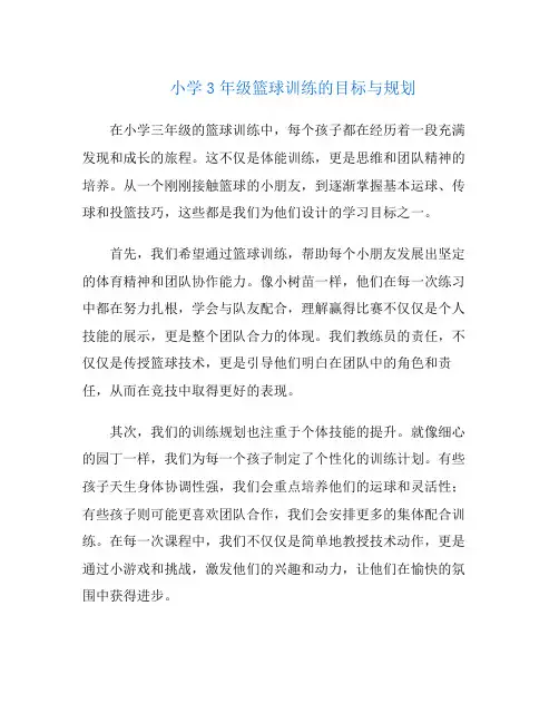 小学3年级篮球训练的目标与规划
