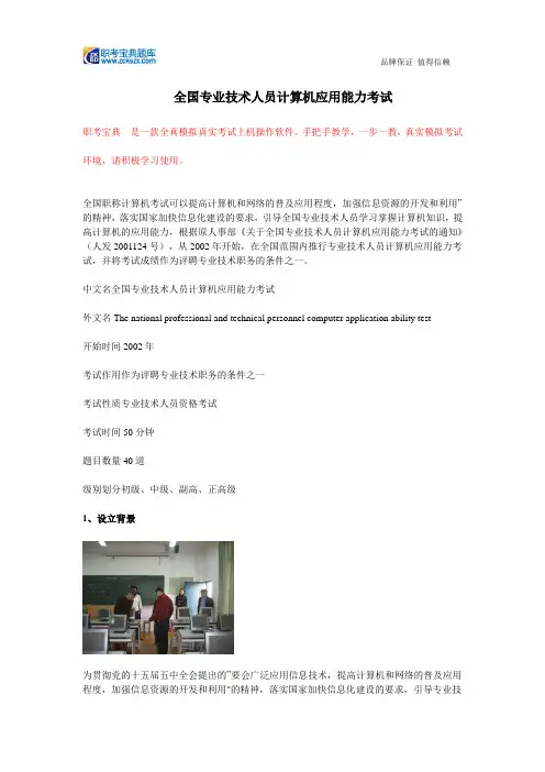 2015年全国专业技术人员计算机应用能力考试