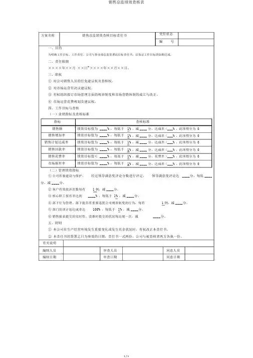 销售总监绩效考核表