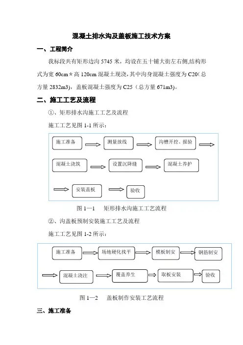 公路混凝土排水沟及盖板施工方案