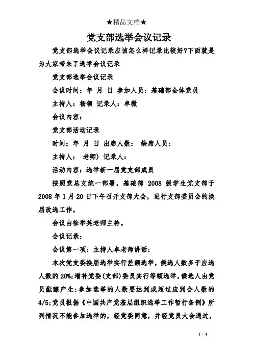 党支部选举会议记录
