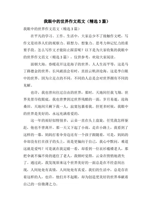 我眼中的世界作文范文(3篇)