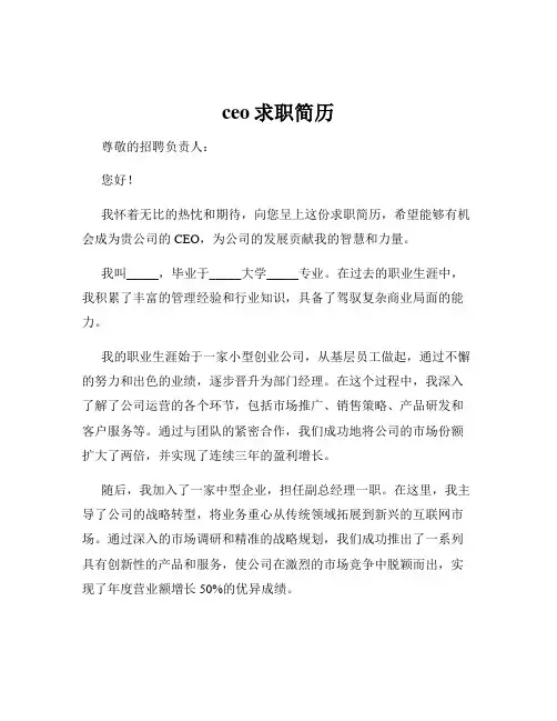 ceo求职简历