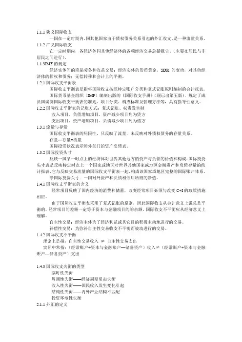 国际国际金融考试重点