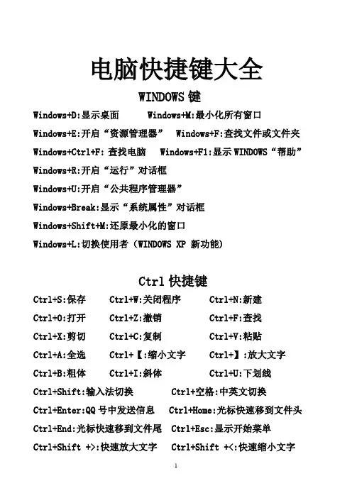 电脑快捷键大全
