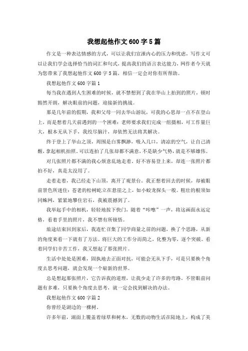 我想起他作文600字5篇