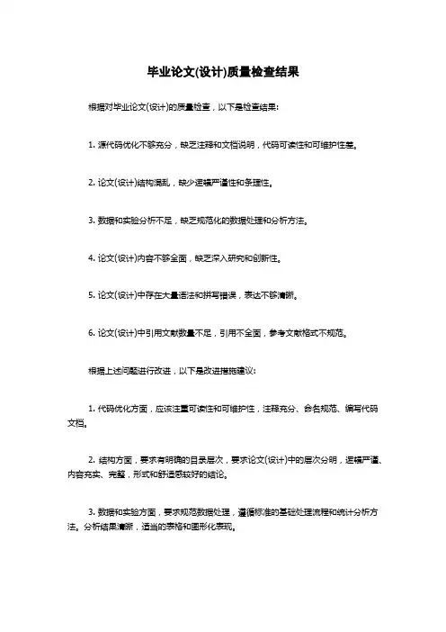 毕业论文(设计)质量检查结果