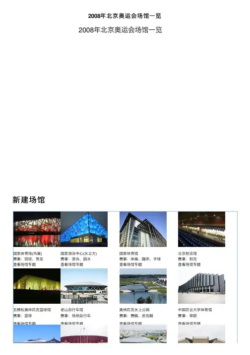 2008年北京奥运会场馆一览