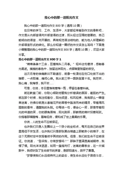 我心中的那一道阳光作文