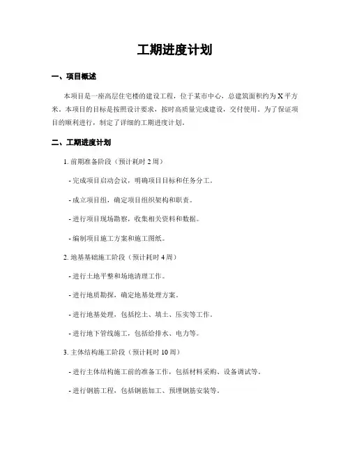 工期进度计划