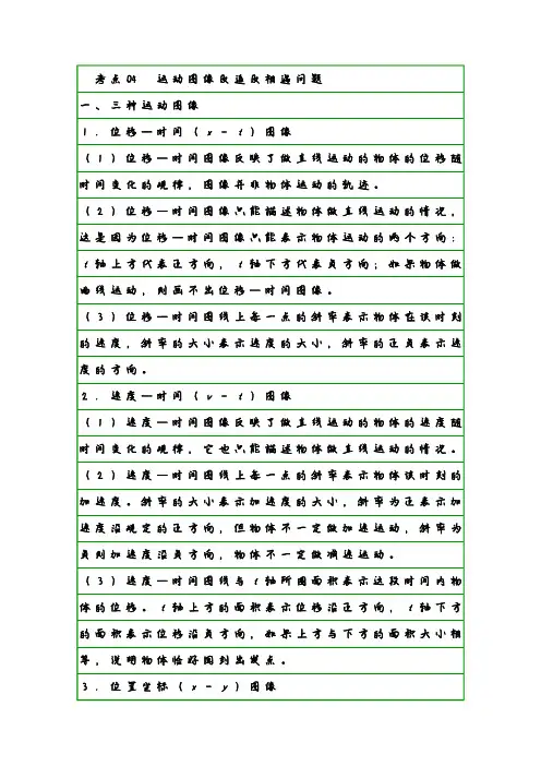 物理学霸笔记04运动图像及追及相遇问题