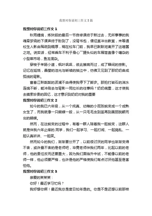 我想对你说初三作文5篇
