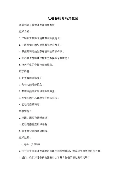 吐鲁番的葡萄沟教案