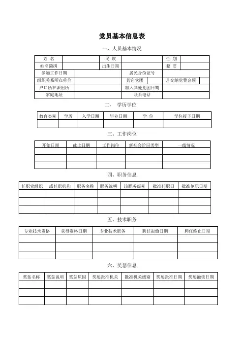 党员基本信息表