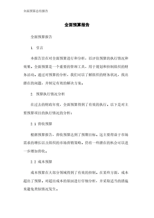 全面预算总结报告