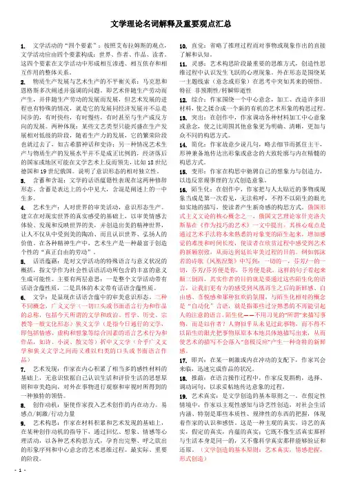 文学理论名词解释及重要观点汇总