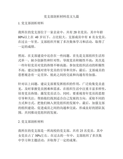 党支部剖析材料范文九篇
