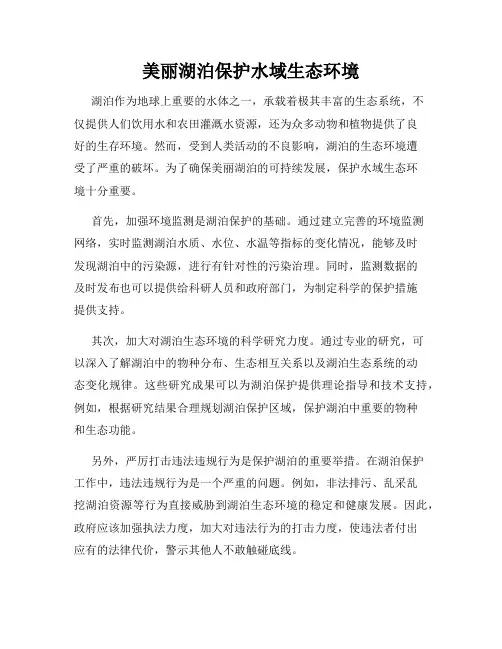美丽湖泊保护水域生态环境