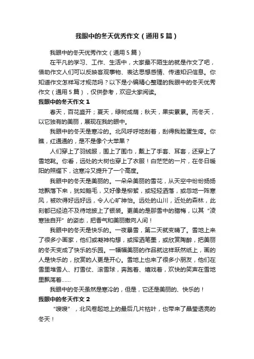 我眼中的冬天优秀作文（通用5篇）