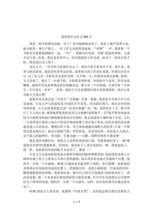我的新生记作文900字
