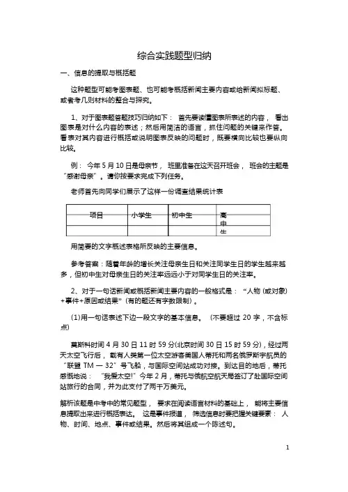 综合实践题答题技巧