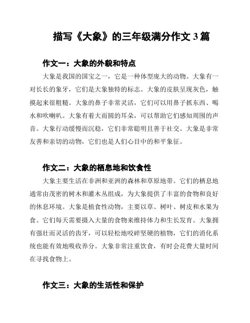 描写《大象》的三年级满分作文3篇