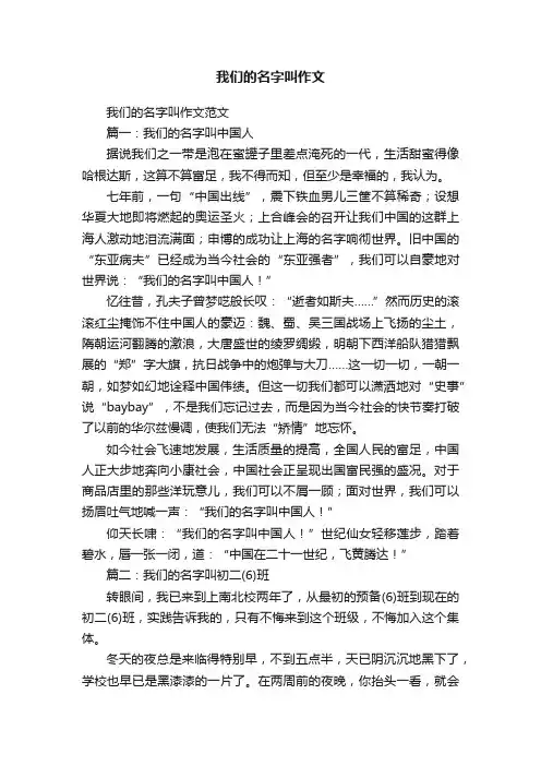 我们的名字叫作文