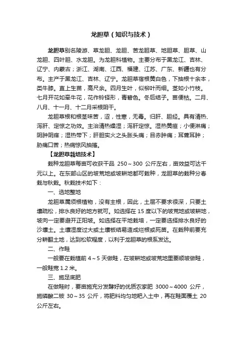 龙胆草（知识与技术）