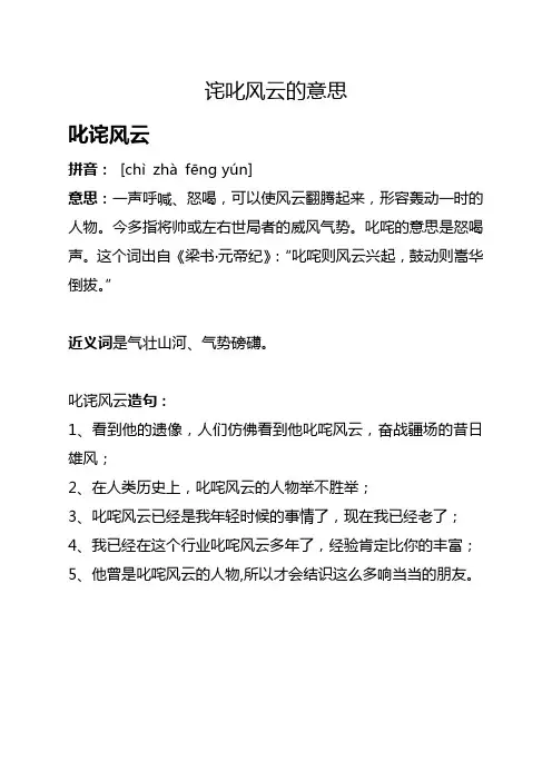 诧叱风云的意思