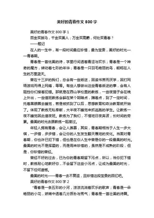 美好的青春作文800字