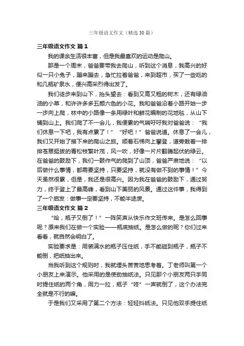 三年级语文作文（精选30篇）