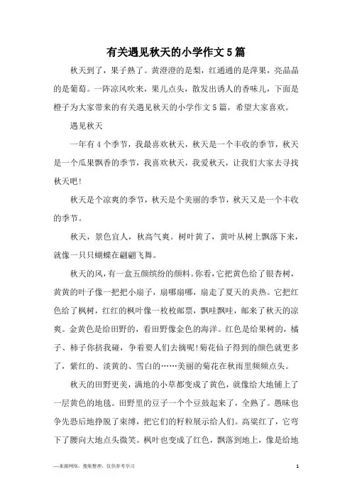 有关遇见秋天的小学作文5篇