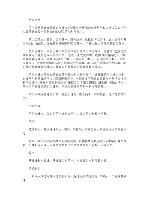 2020年山东专升本考试科目(最新)