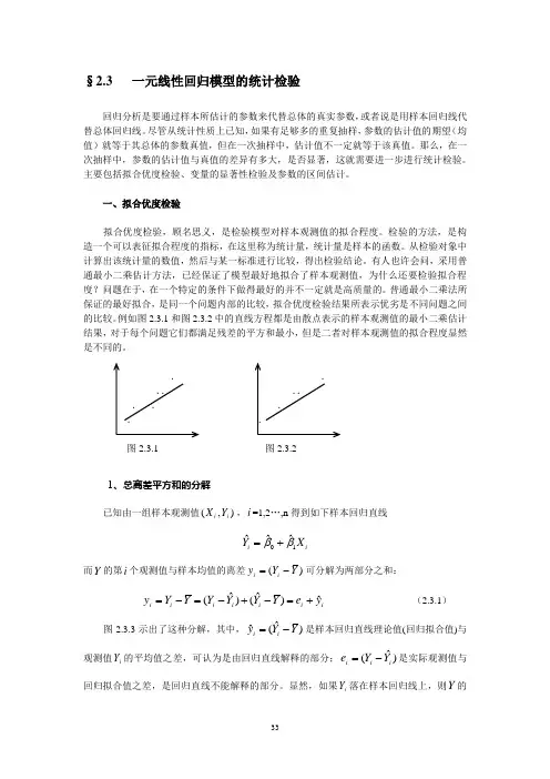 一元线性回归模型检验