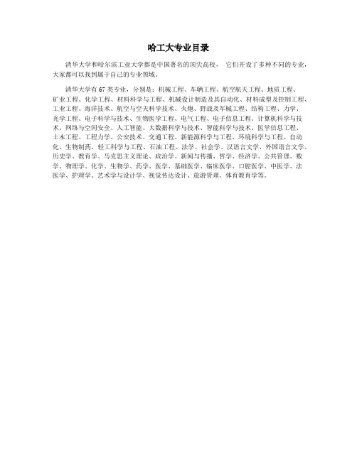 哈工大专业目录