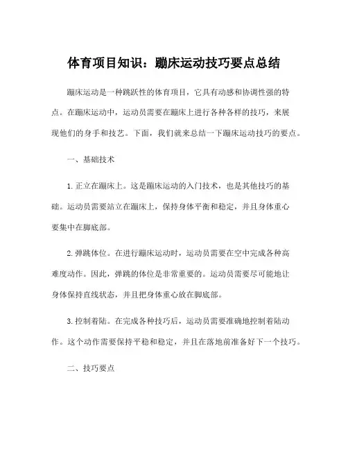 体育项目知识：蹦床运动技巧要点总结