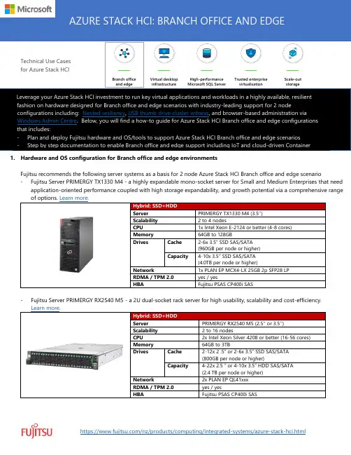 Fujitsu PRIMERGY TX1330 M4 Azure Stack HCI 分支办公室和边